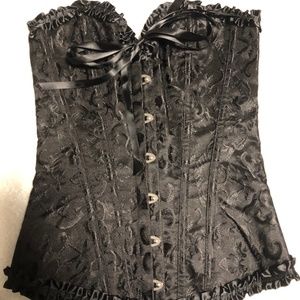 Black brocade style overbust corset, size XS